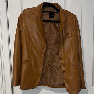 Brown Faux Leather Blazer